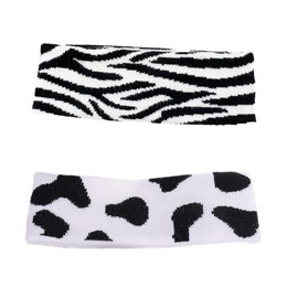 FOMIYES 2pcs Contrast Headband Wrap Zebra Stripe Headdress Fashion Hair Accessories