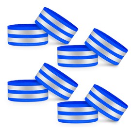 VERY IMPORTANT RUNNER - Reflective Wristbands with Double Reflective Strips - 5 cm Width - 8 cm Adjustable Clasp & 360° Visibility - For Arms, Legs & Ankles (Blue, Pack of 8)