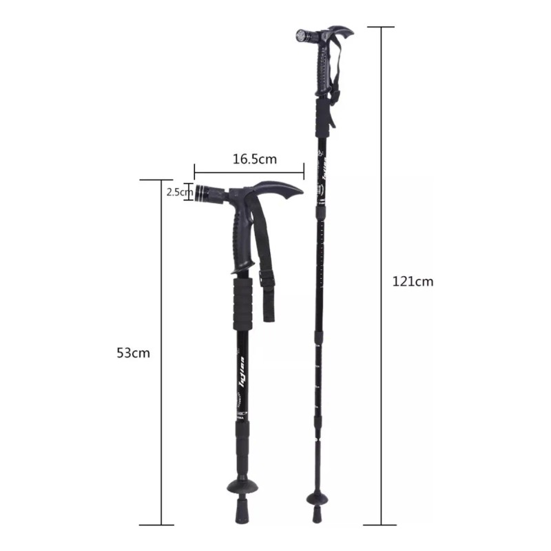 2 Bastones Trekking Senderismo Multifuncional Lampara Luzled