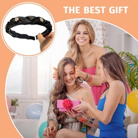 Headband Velvet Hair Accessories Headband Braided Wide Hair Band Vintage Padded Headband Fashion Headpiece for Women and Girls