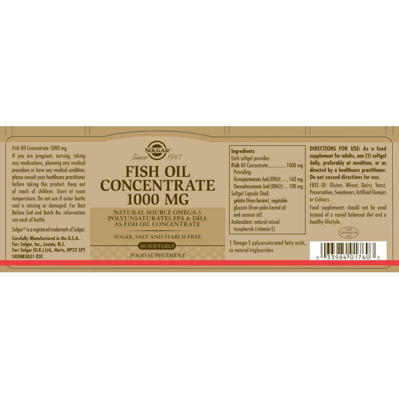 Solgar Solgar Fish Oil Concentrate 1000 Mg Softgels - Pack