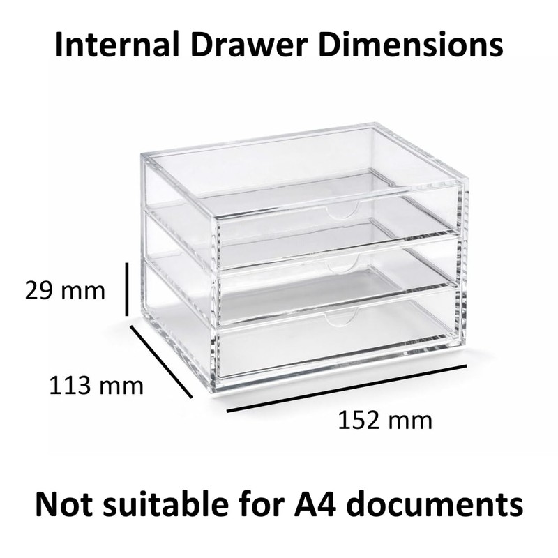 Osco Clear Acrylic Container with 3 Drawers, clear m