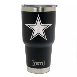 YETI Dallas Cowboys YETI Laser Engraved Colster, 20 or 30 oz. Black Tumbler - Colster BLK - 1 side