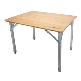 Camco Folding Bamboo Table with Aluminum Legs | Natural Bamboo Top | Lightweight for Added Portability (51895)