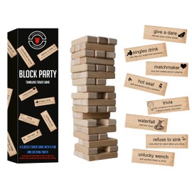 NORTH AMERICAN WEEKEND Block Party Adult Game Tumbling Tower ™ - Party Game - 54 Hilarious and Unique Blocks - with Different Dares, Challenges, Mini-Games