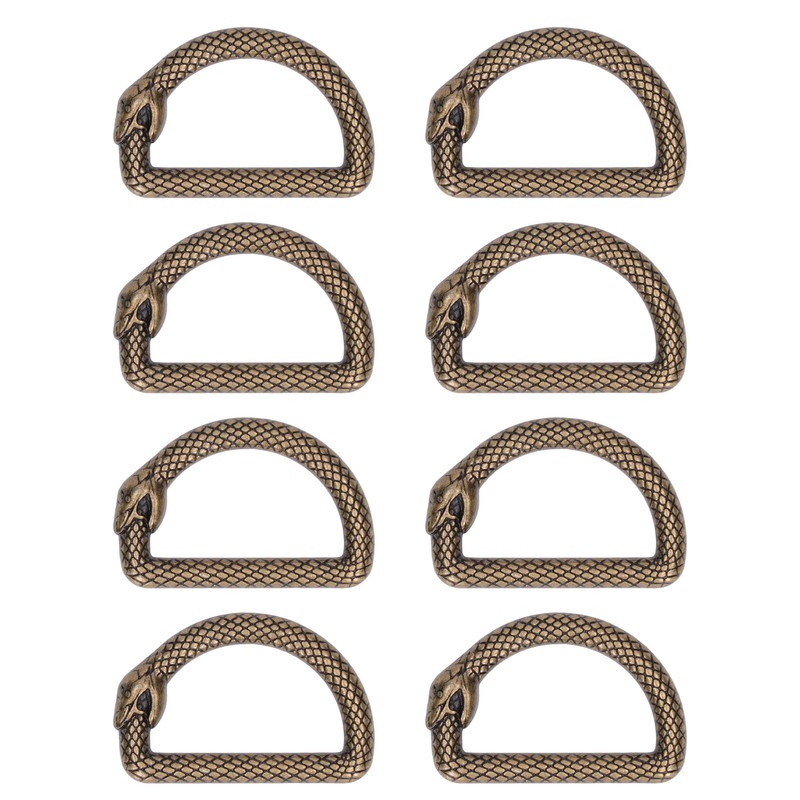 20Pcs Metal D Rings Snake Pattern Wear Resistant Metal Rings