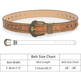 INOGIH Adjustable Vintage Western-Belts for Women Men - Engraved Buckle-Belts Cowboy-Cowgirl-Belt (Waist for 28"-38")