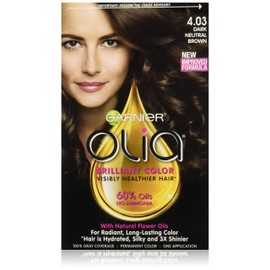 Garnier Hair Color Olia Oil Powered Permanent Color, 4.03 Dark Neutral Brown (Packaging May Vary)