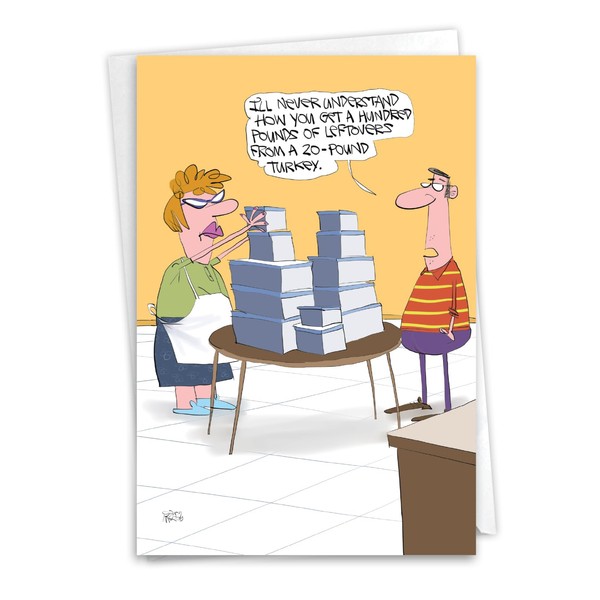 NobleWorks Funny Thanksgiving Greeting Card with 5 x 7 Inch