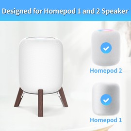 Yibracki Wood Table Stand for HomePod 1 and Homepod 2 Speaker, Anti-Slip Wooden Desk Stand Compatible with Homepod 1st & 2nd Desktop Tripod Stand Holder, White