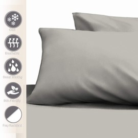 Pizuna 100% Cotton Housewife Pillowcases 2 Pack Silver 48x74cm, 400 Thread Count Long Staple Combed Cotton Pillow Cover, Sateen Weave Standard Housewife Pillowcase (Cotton Pillowcase Pack of 2)