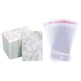 QUUPY 100Pcs Earring Stud Cards Set Necklace Display Cards Paple Holder Organizer Tags Packing Cards with100 PCS Self-Seal Bags