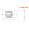 Bathroom / Wall Fan / Extractor Fan / Diameter 125