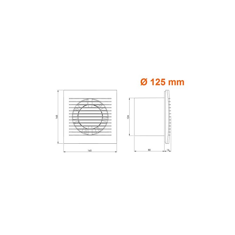 Bathroom / Wall Fan / Extractor Fan / Diameter 125