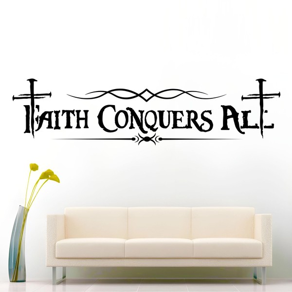 6 Foot / 72" Faith Conquers All Christian Religious Decal