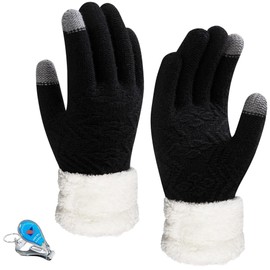 KXF Super Warm Stretchy Gloves for Women Knitted Winter Gloves Velvet Liner Gloves Touchscreen Thermal Gloves with Soft Plush Cuffs for Women Windproof Running Cycling Gloves Women Handwarmers Gifts