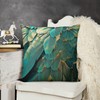 Keebik Feather Glitter Teal and Gold Throw Pillow Cover18x18 Inch