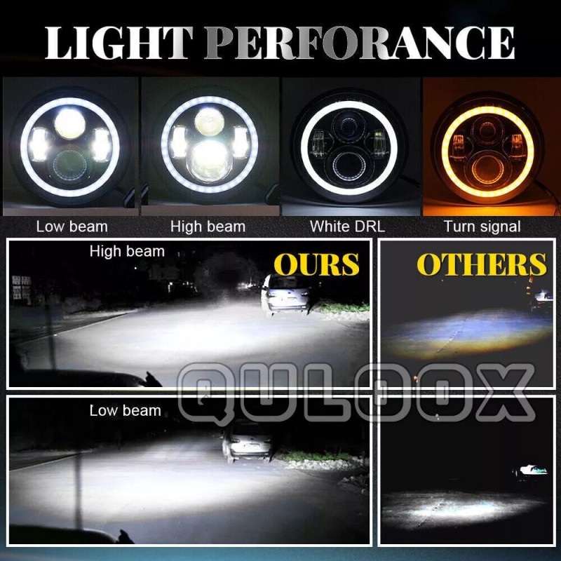 QULOOX Pair 7" Projector LED Headlights fit Ford F-100 Pickup