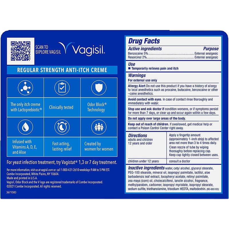 Vagisil Regular Strength Anti- Itch Creme 1 Ounce (29ml) (3
