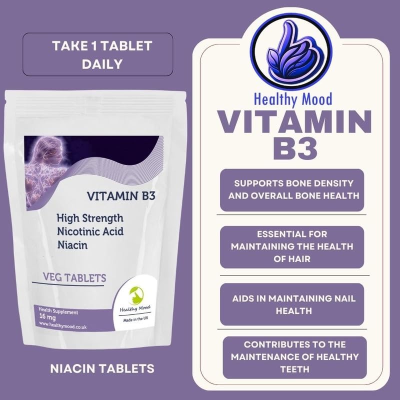 Vitamin B3 16mg Nicotinic Acid Niacin 60 Vegetarian Tablets -