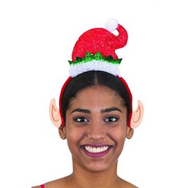 Christmas Bling- Elf Ears and Hat Headband w/Glitter & Fur