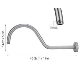PESUMA Shower Head Extension Arm, S Shaped Shower Arm with Flange, 5.5 Inch High Rise Shower Neck Extension for Rainfall Shower Head, Standard 1/2" Connection