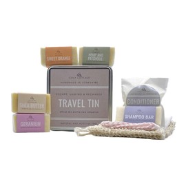 Cosy Cottage Travel Tin with Mini Soaps & Solid Shampoo | 100% Natural | Palm Oil-Free & SLS-Free | Perfect for Travel, Holidays & Gifts