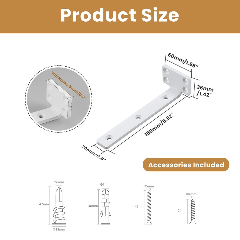 Mooche 4Pack Floating Shelf Bracket, Industrial Heavy Duty Shelf Brackets