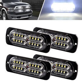 Teguangmei 20-LED Emergency Caution Warning Light Super Bright 12-24V Hazard Flashing Strobe LED Light Bar Surface Mount for Construction Vehicle, Tow Truck Van(White)