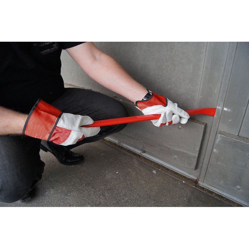 Connex COX938634 Full-Grain Leather Gloves, White/Red, Size 10