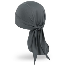 MELASA Cooling Durag Bandana Cap Hat Absorbs Sweat Headscarf Underhelmet Breathable Bicycle Headgear Running Hat Headscarf Men Cycling Motorcycling, gray