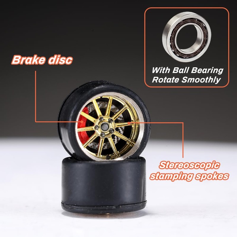 WAVEIST Carlomo 1/64 Scale S-Class Alloy Wheels Rubber Tires with