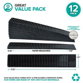 Composite Shims (12 Pack) - Hard Composite Shims for Home Improvement - Never Rot for Leveling - Restaurant Table Levelers - Table Wedges - Toilet Levelers - DIY Furniture Levelers - Stock Your Home