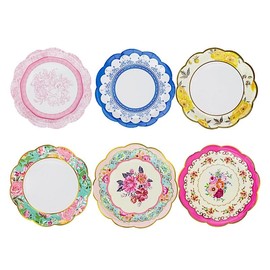 Balsa Circle 24 Round 9 in Assorted Floral Disposable Paper Plates Scalloped Trim Party Events Reception Tableware Decoration Supplies