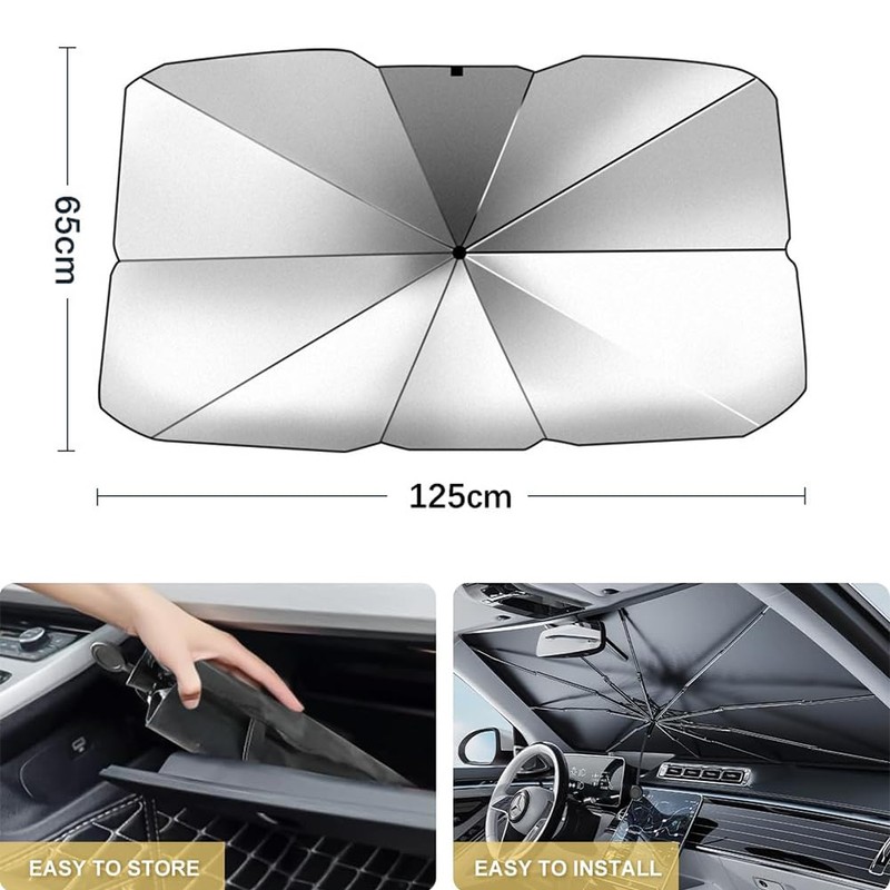 Car Parasol, Foldable Car Sun Shade, 130 x 65 cm,