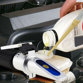 Battery Refractometer Antifreeze -60~0°C Ethylene Glycol -50~0°C Propylene Glycol 1.100~1.400kg/l Battery Fluids SG with ATC, Battery Check-up Test, Car Cooling, Coolant + Extra LED Light & pipettes