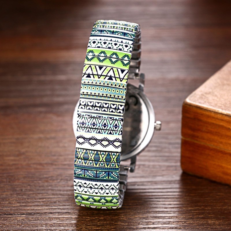 Lancardo Women Stretch Band Watch: Bohemia Colorful Elastic Strap Analog