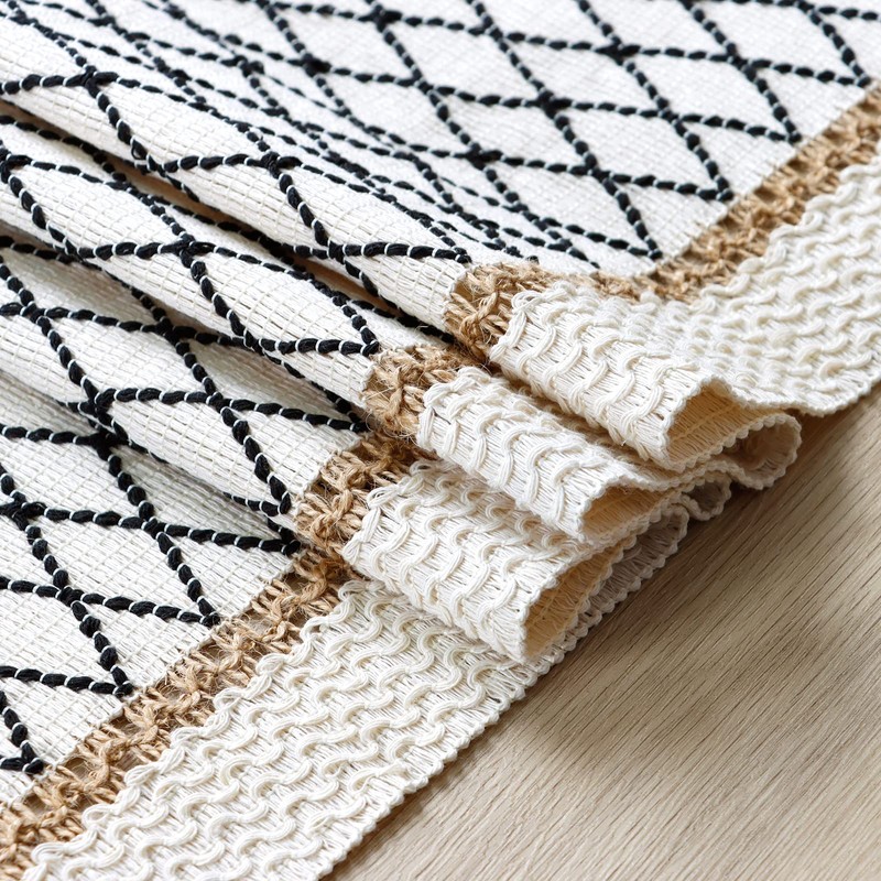 LOMOHOO Macrame Table Runner 12''x108''Cream Beige Boho Table Runner with
