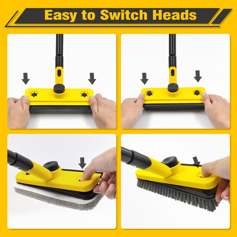 JEHONN Shower Cleaning Brush, 53.5 inches Long Handle Scrubbing Brush,