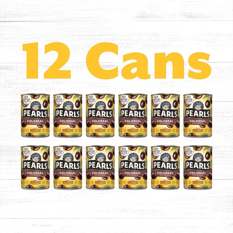 Pearls Colossal Ripe Pitted Olives, Pack of 12, 5.75 oz