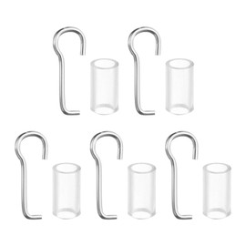 sourcing map Wand Wire and Sleeve Collar, 5 Sets Blind Wand Hook Replacement Parts for 1-inch Square Head Rails, Tilt Hook Repair for Horizontal Blind Parts (Silver)