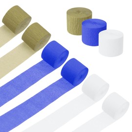 sourcing map 9 Roll 738 ft Crepe Paper Streamers, Wedding Decoration Streamers Party Decoration for Wedding Valentine's Day Festival Backdrop, Blue,White,Gold