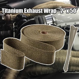 Generic 2"" x 50' Titanium Exhaust Heat Wrap Roll for Motorcycle Fiberglass Heat Shield Tape
