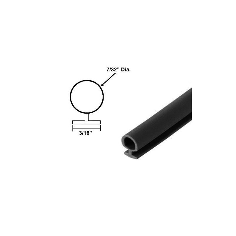 Gordon Glass Black Vinyl Shower Door Bulb Seal 3/16" Backing,