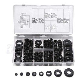 Rubber Grommet Assortment Kit Eyelet Ring Gasket Assortment Electrical Wire Gasket Ring Assortment for Wire, Plug and Cable, 180 Pieces