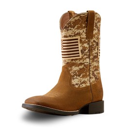 ARIAT Mens Sport Patriot Western Boot Distressed Brown/Sage Camo Print 13