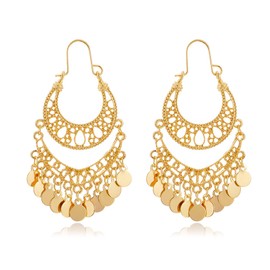 Boho Earring for Women Indian Gypsy Dangle Earrings Vintage Coin Hook Drop Earrings for Girls (gold boho earring)