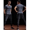 NELEUS Men's 3 Pack Compression Baselayer Athletic Workout T Shirts,5022,Black,Grey,Navy