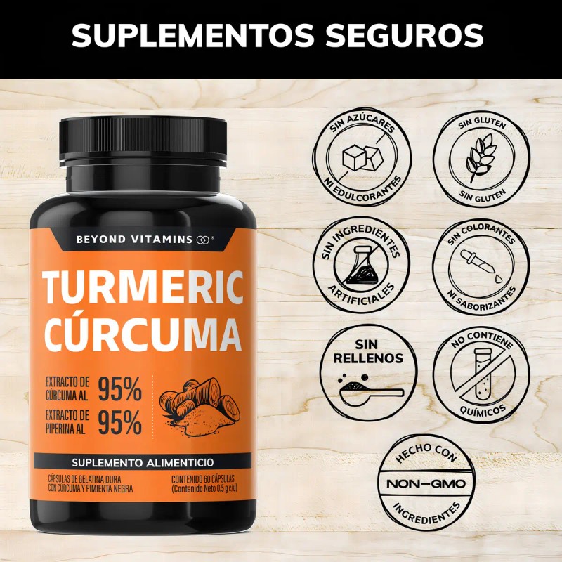 Turmeric Cúrcuma Extracto Raíz Estandarizada Pimienta Negra Curcumina Curcuminoides Suplemento