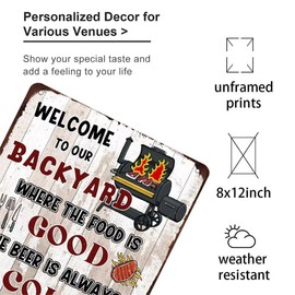 Welcome to Our Backyard Tin Sign Friends Are Always Welcome Sign Vintage Metal Sign For Backyard Wall Decor Signs Patio Deck Decor Outdoor Pool Sign 8x12 Inch